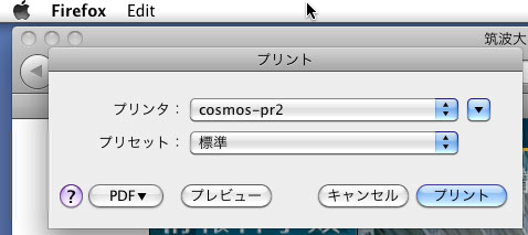 PDF,プレビュー、キャンセル、プリント